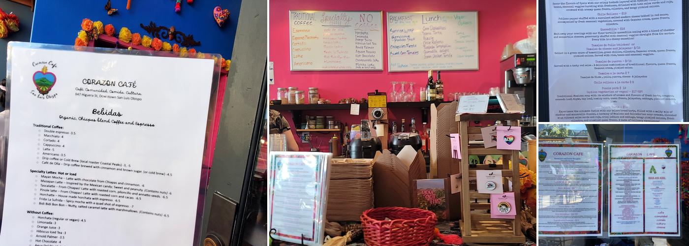 Corazon Cafe SLO Menu