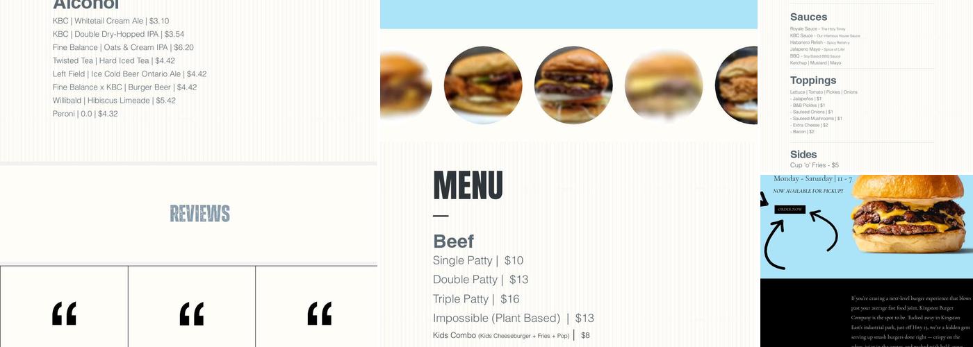 Kingston Burger Company Menu