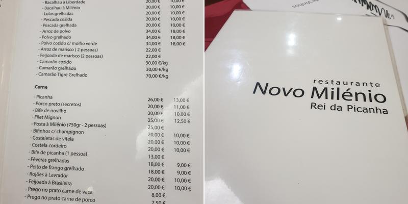 Novo Milénio Menu