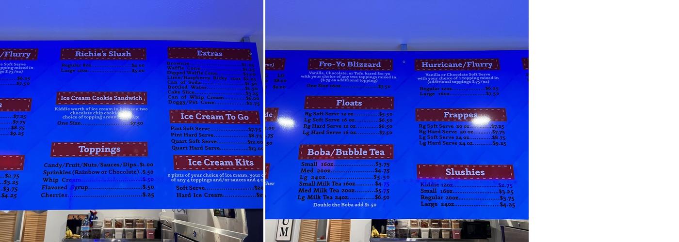 Carl's Cones Menu