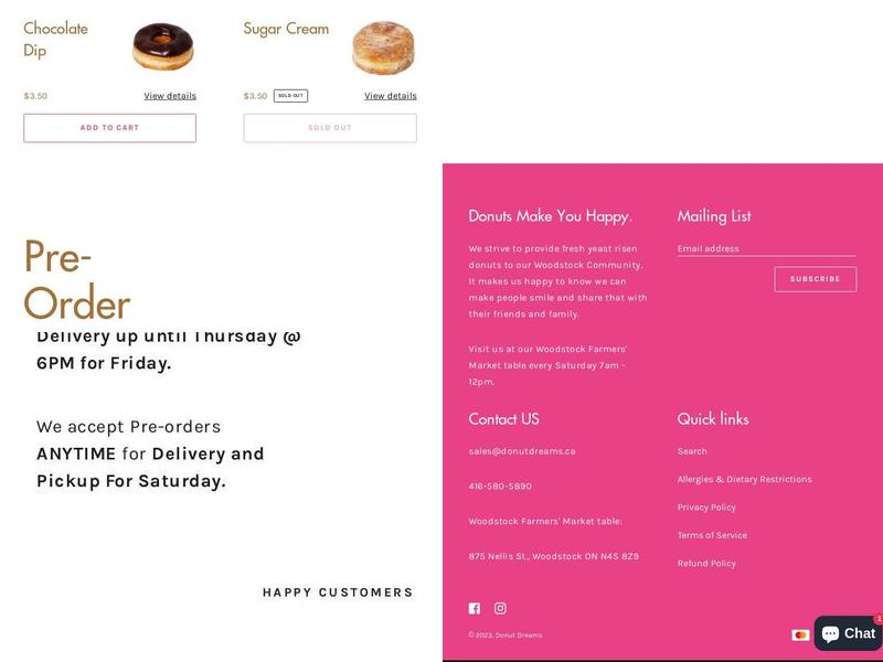 Donut Dreams Woodstock Menu