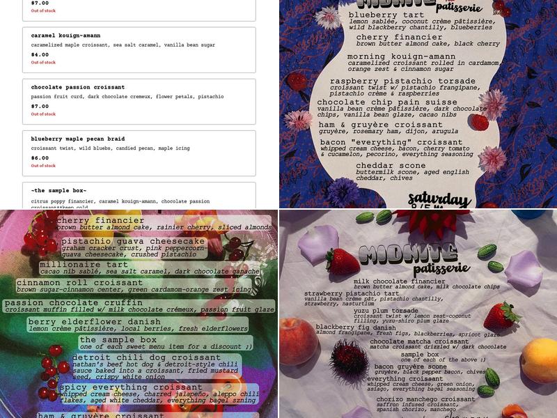 Midnite Patisserie Menu
