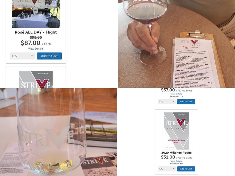 Strive Vineyards Menu