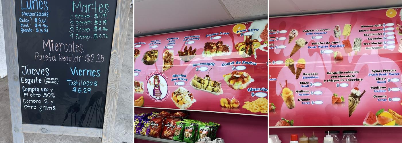 La Michoacana Ricas Nieves y Mas Menu