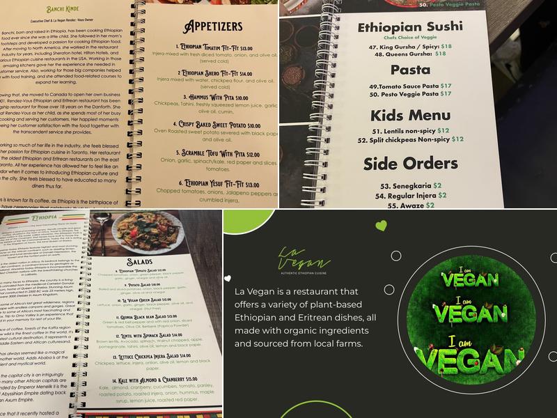 La Vegan Ethiopian & Eritrean Vegan Cuisine Menu