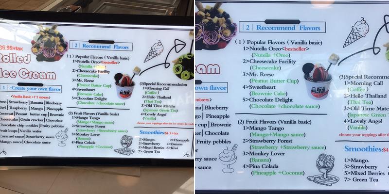 Aha Rolled Ice Cream Menu