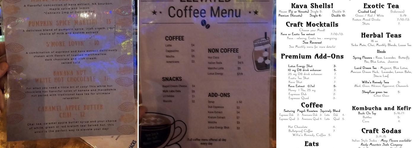 Elevated Kava Lounge Menu