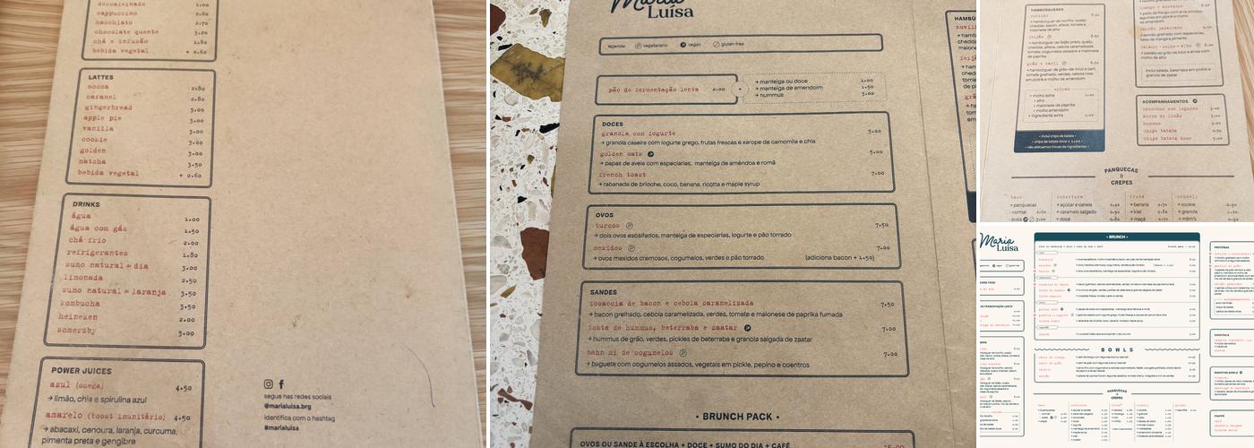 Maria Luísa | Restaurant - Breakfast, lunch & brunch | Braga Menu