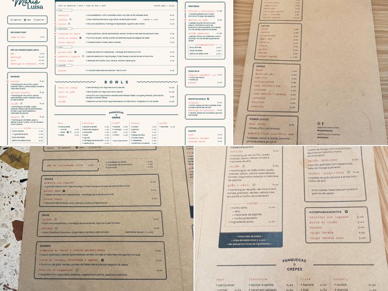 Maria Luísa | Restaurant - Breakfast, lunch & brunch | Braga Menu