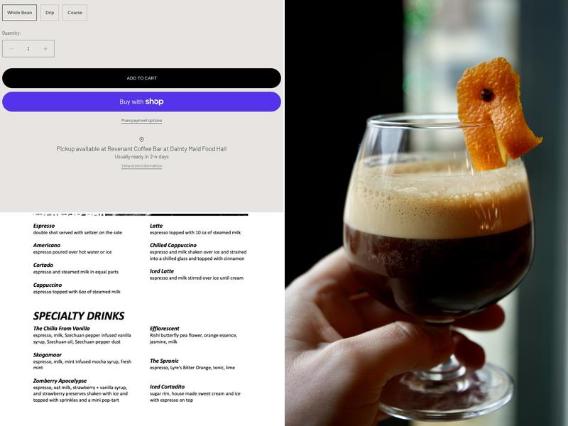 Revenant Coffee Bar Menu
