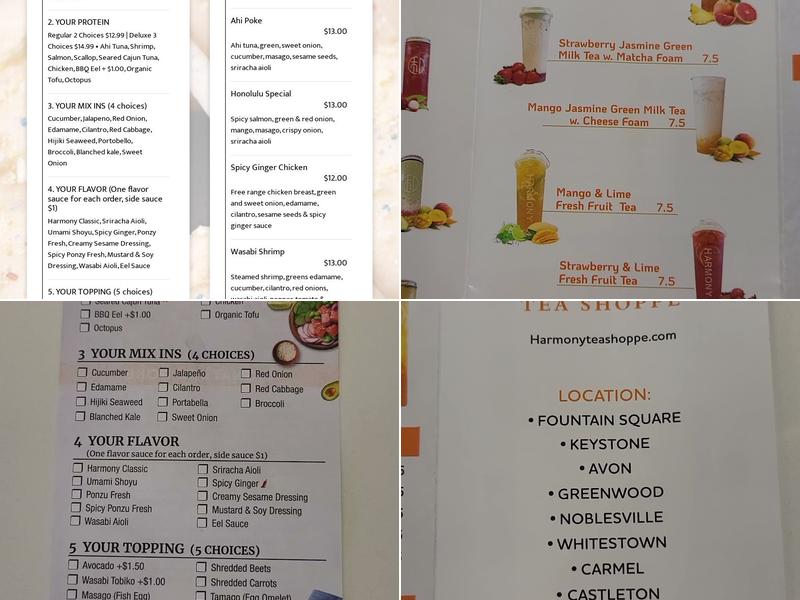 harmony tea shoppe Menu