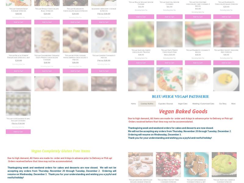 Bleu Neige Vegan Patisserie ~ONLINE ORDER ONLY~ Menu