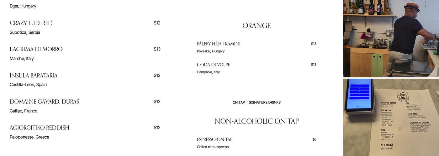 Day Drinks Menu