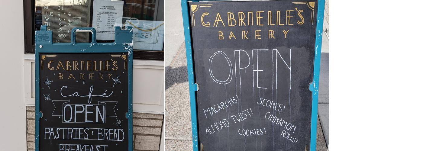 Gabrielle's Bakery Menu