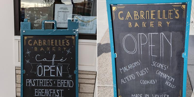 Gabrielle's Bakery Menu