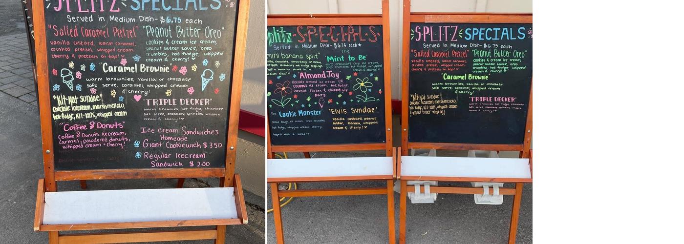 Splitz icecream Menu