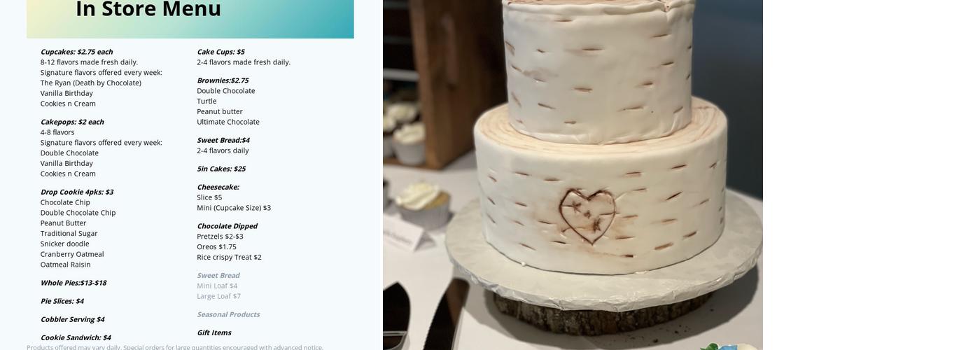 For Goodness Cakes LLC Menu