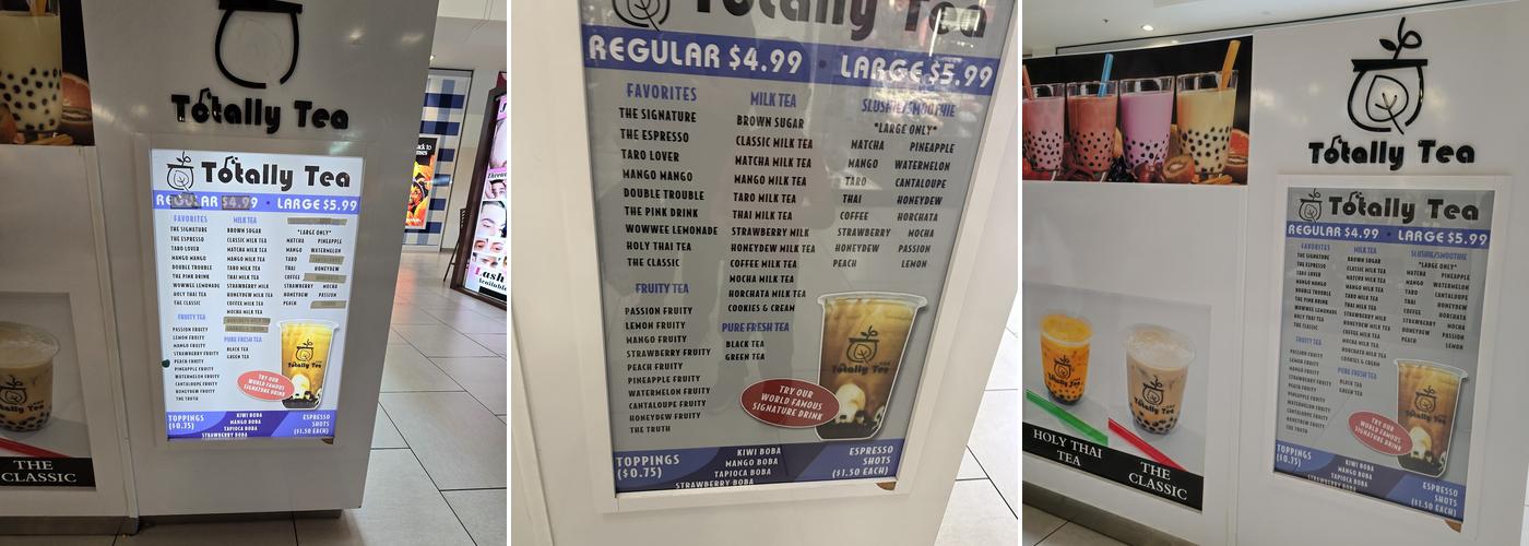 Totally Tea Boba Menu