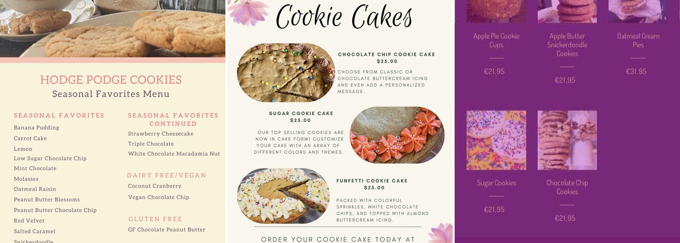 Hodge Podge Cookies Menu