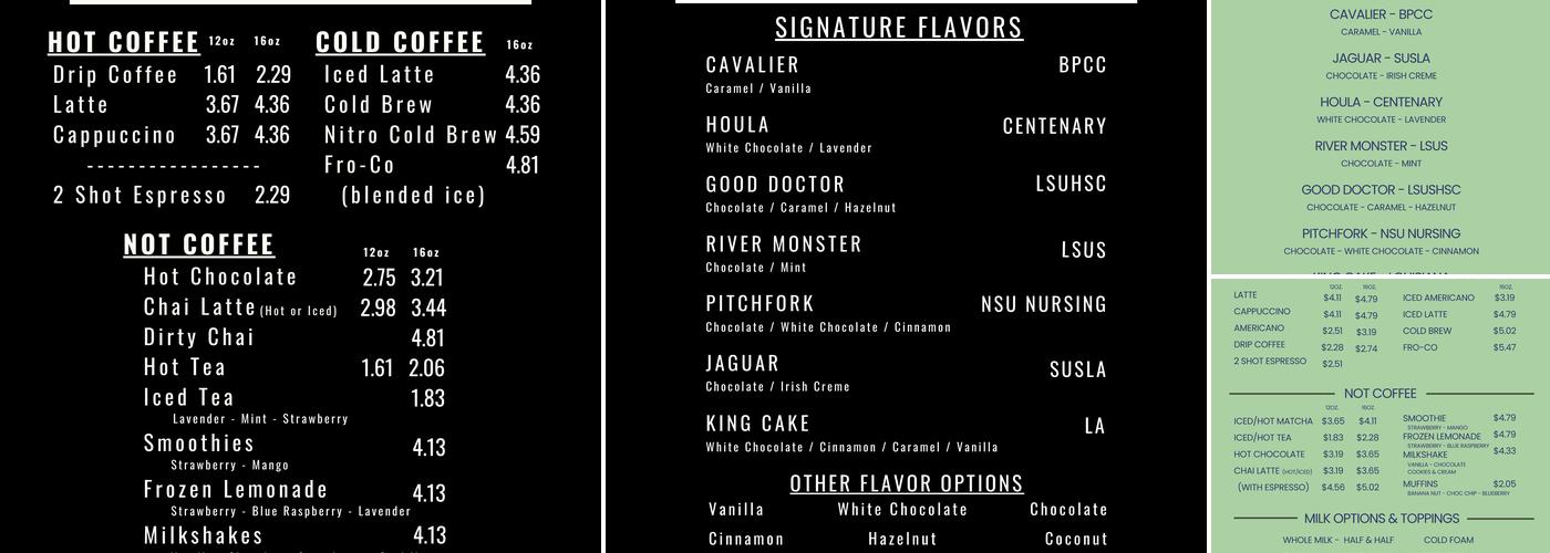 GOLA Coffee Menu