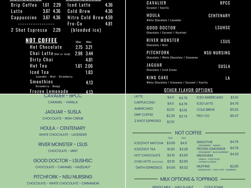 GOLA Coffee Menu