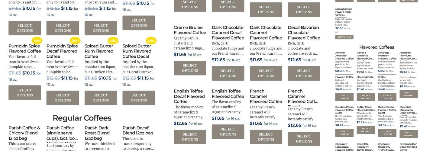 Parish Coffee Menu