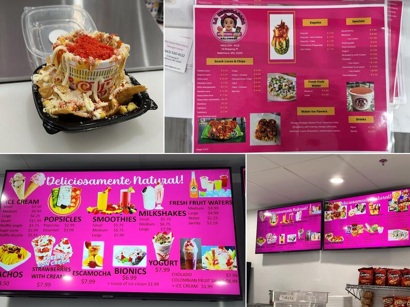 La Michoacana Ice cream Shop Menu