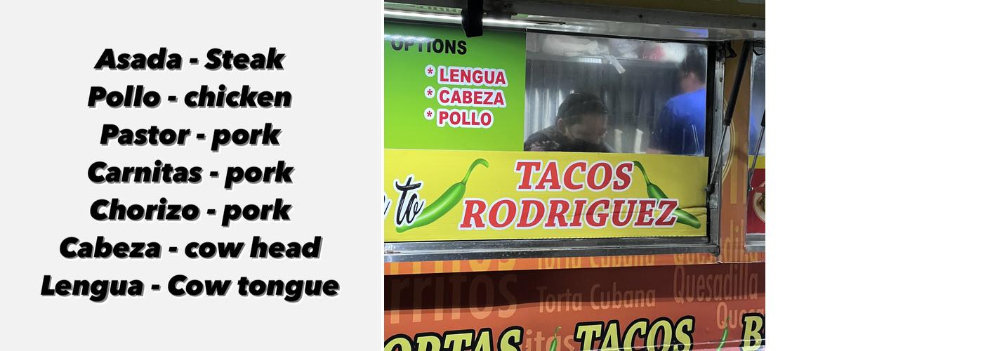 Tacos Rodriguez Menu