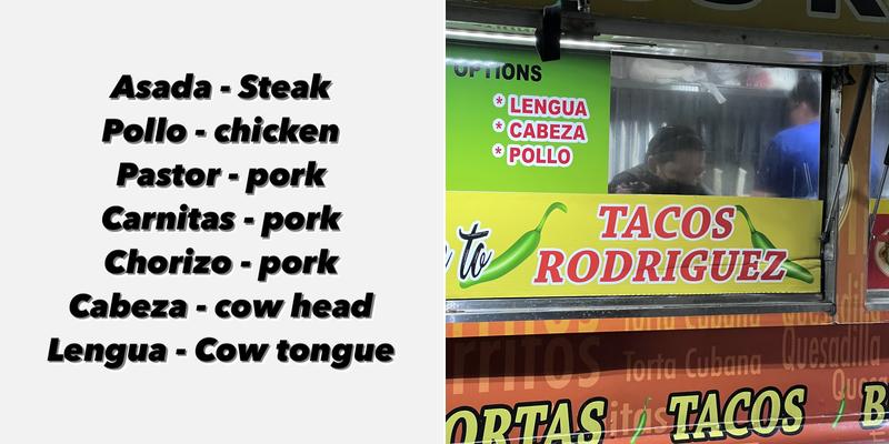 Tacos Rodriguez Menu
