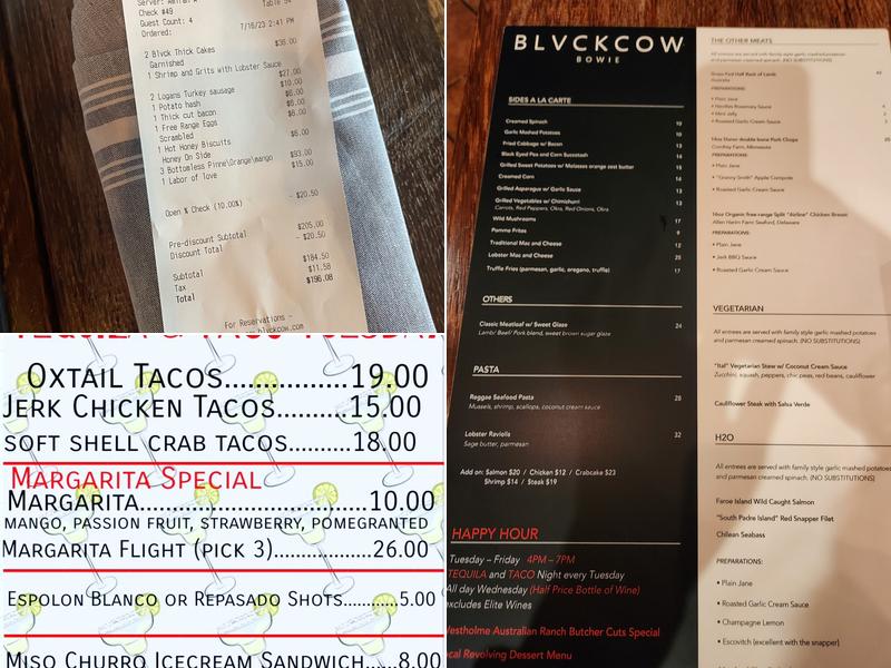 BLVCK COW Menu