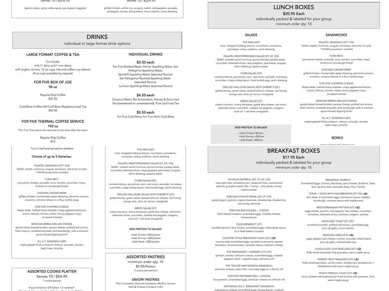 For Five Coffee Boston Menu