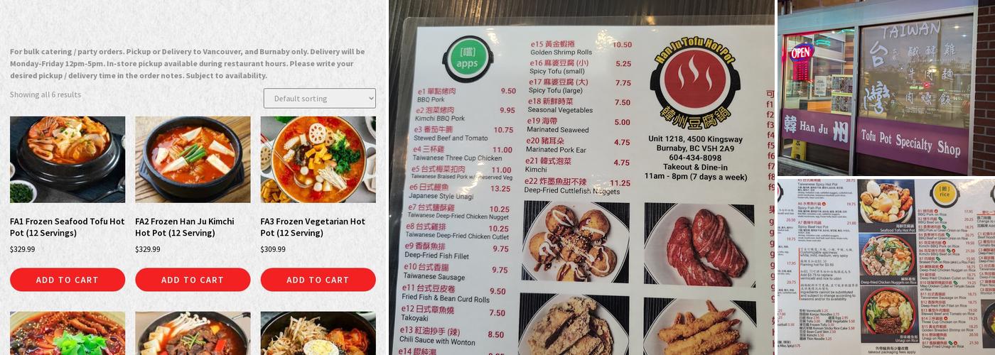 Han Ju Tofu Hot Pot Menu