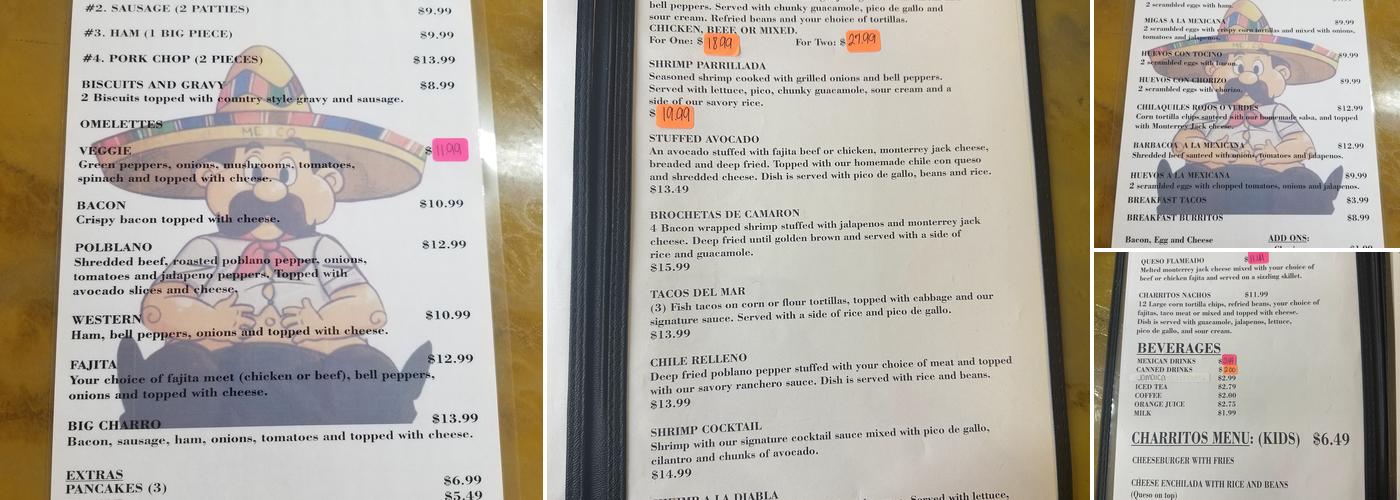 El Charrito Menu
