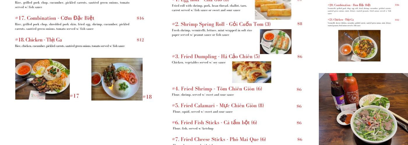 Pho 360 Menu