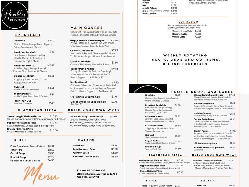 Humbles Kitchen Menu