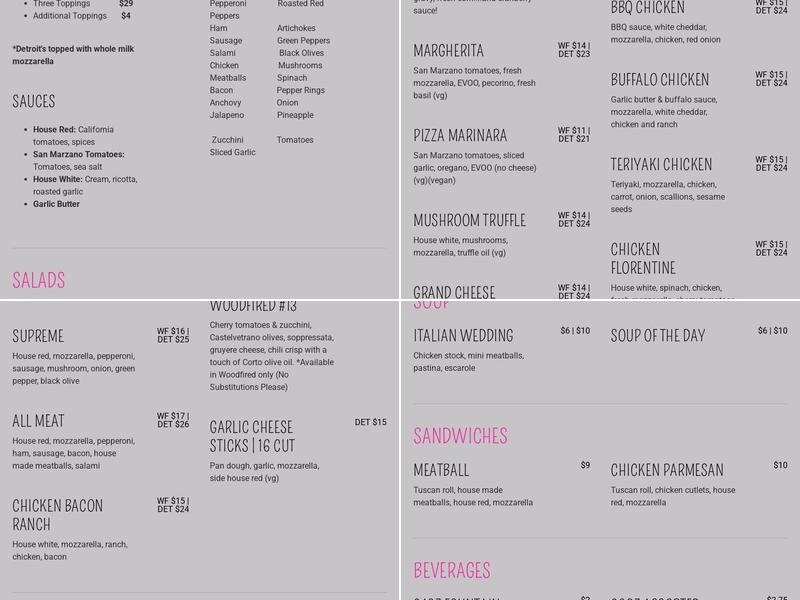 Valley Pizza Co. Menu