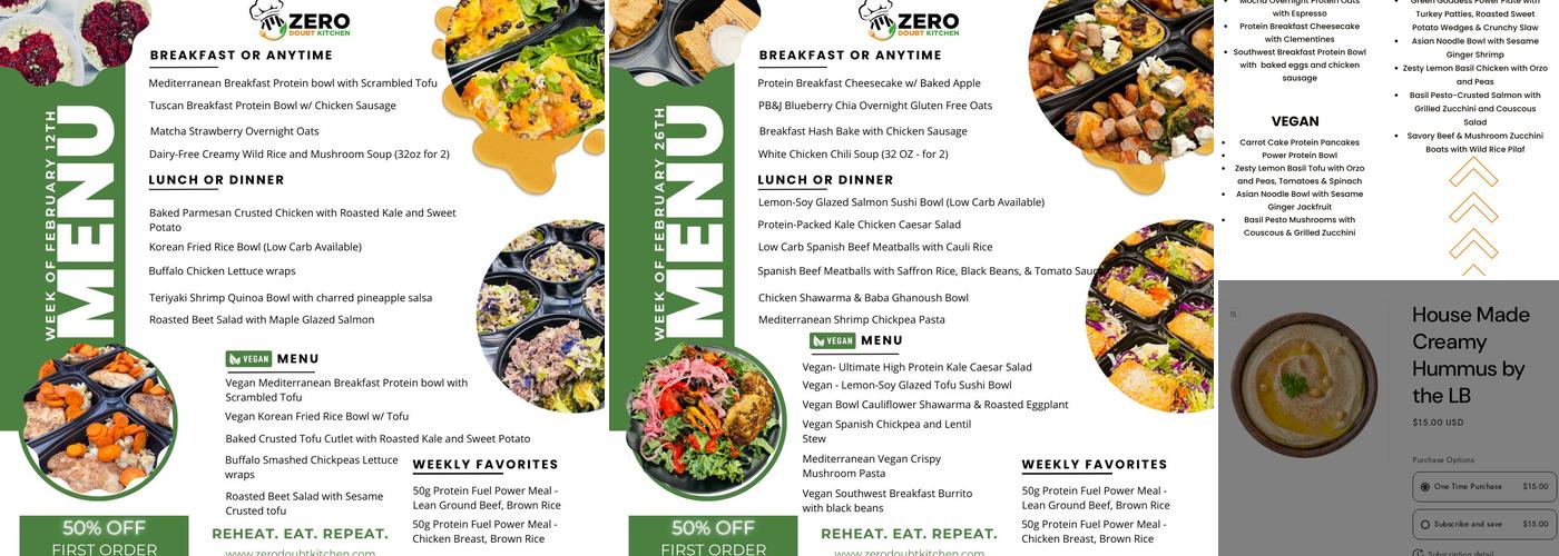 Zero Doubt Kitchen Menu