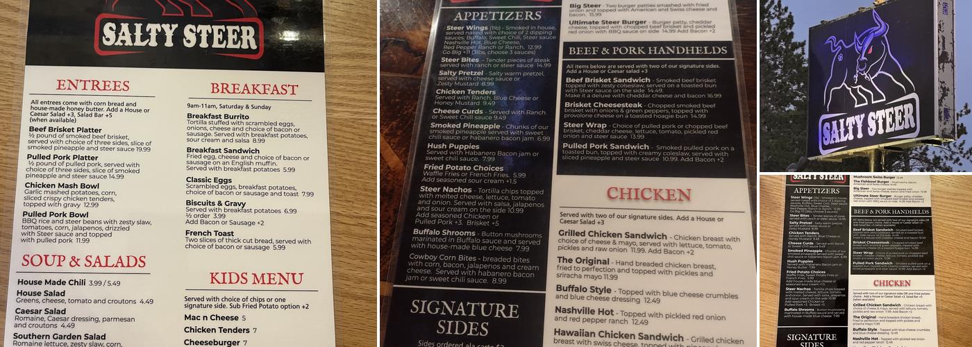 Salty Steer Menu