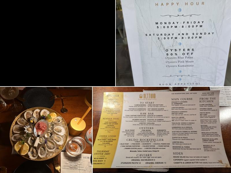 Nettuno Oysters & Seafood Menu