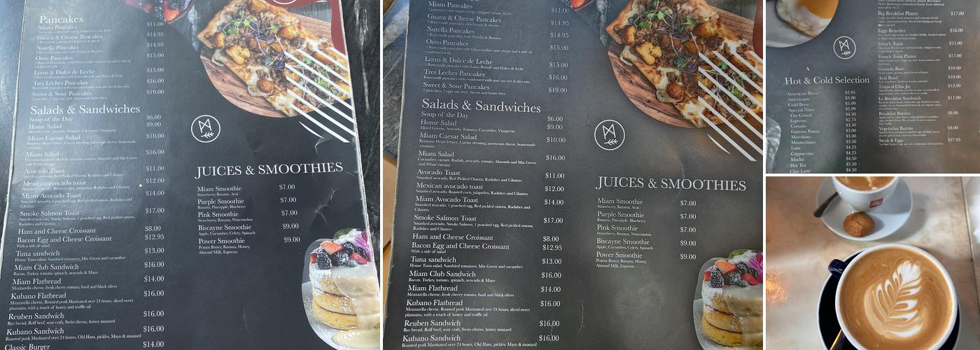 MIam Cafe Biscayne Menu