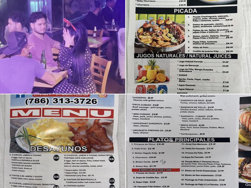 Rincon Cienfueguero Restaurant Menu