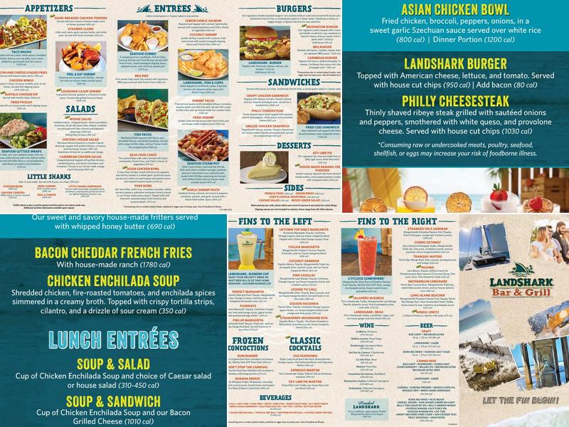 LandShark Bar & Grill - Miramar Beach Menu