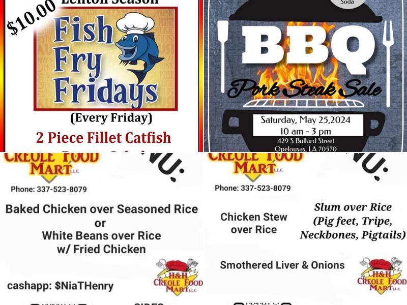 H&H Creole Food Mart Menu