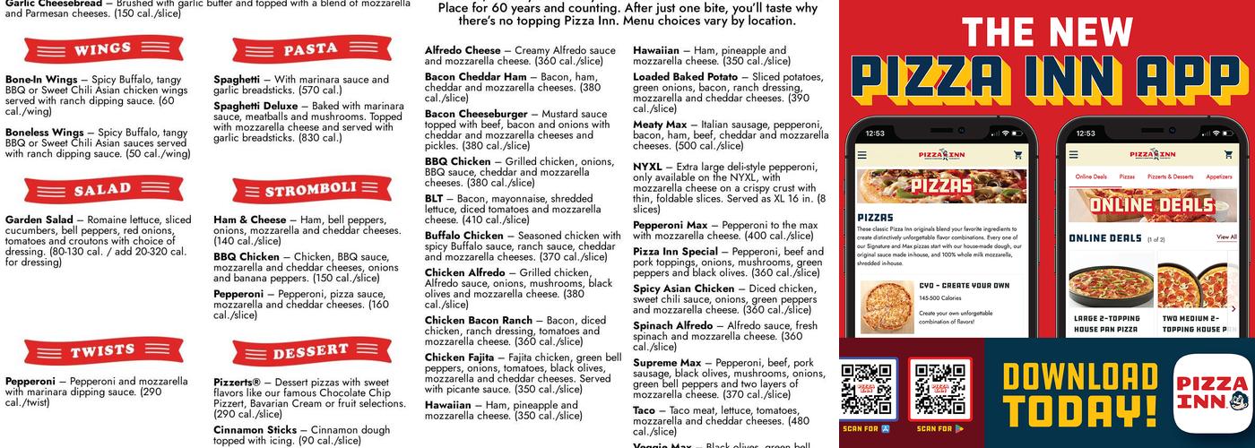 Pizza Inn Menu