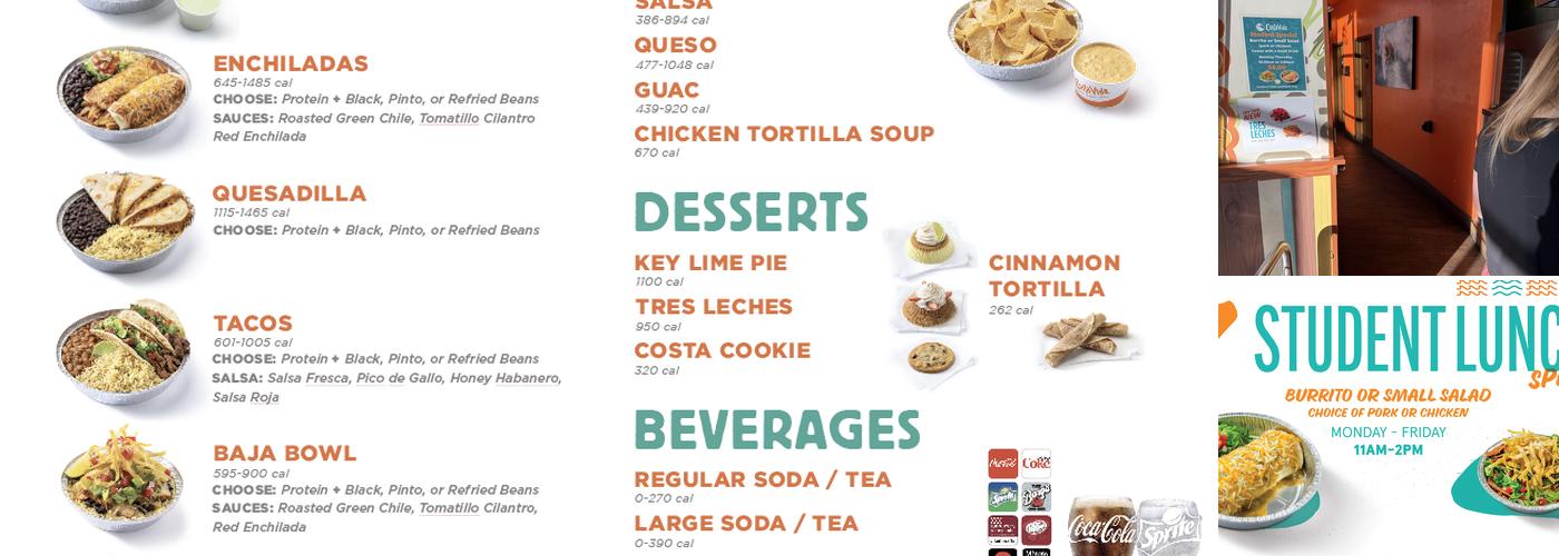 Costa Vida Menu