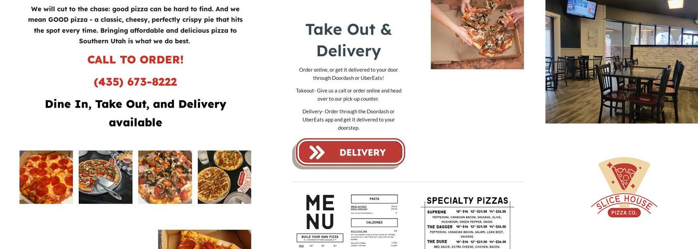 Slice House Pizza Co. Menu