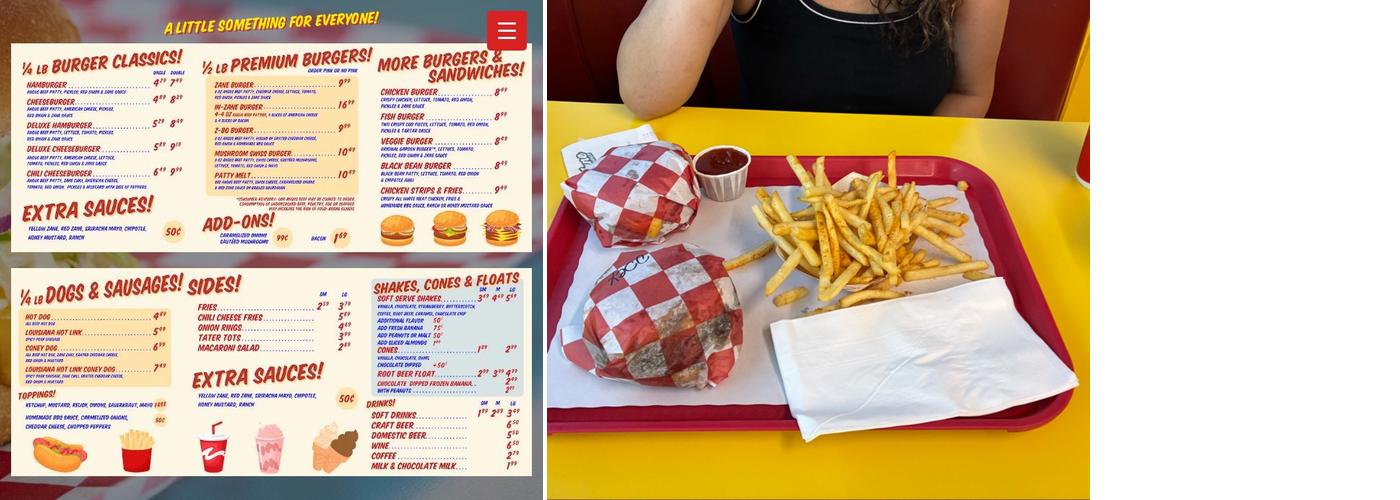 Zane Burger Menu
