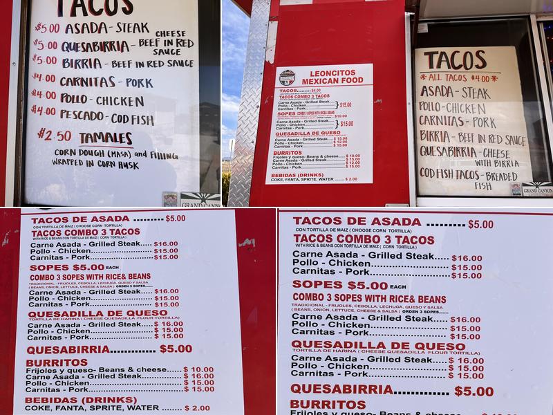 Leoncitos Mexican Food Menu