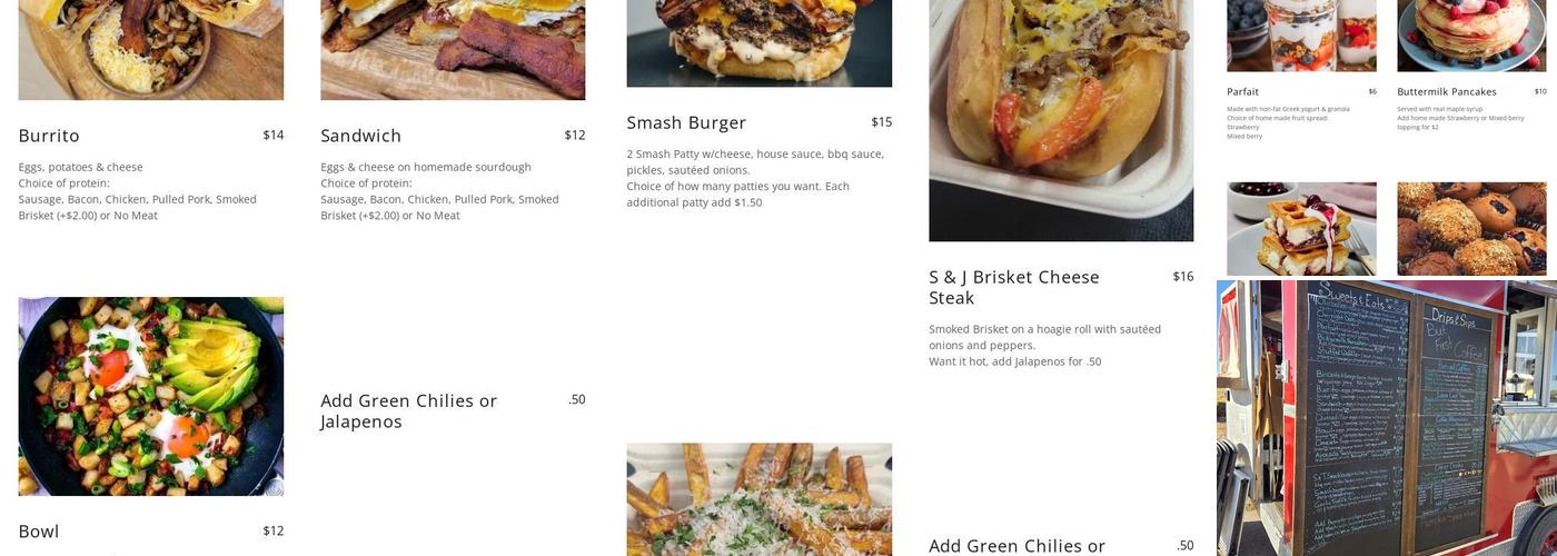 S and J Mobile Cafe Menu