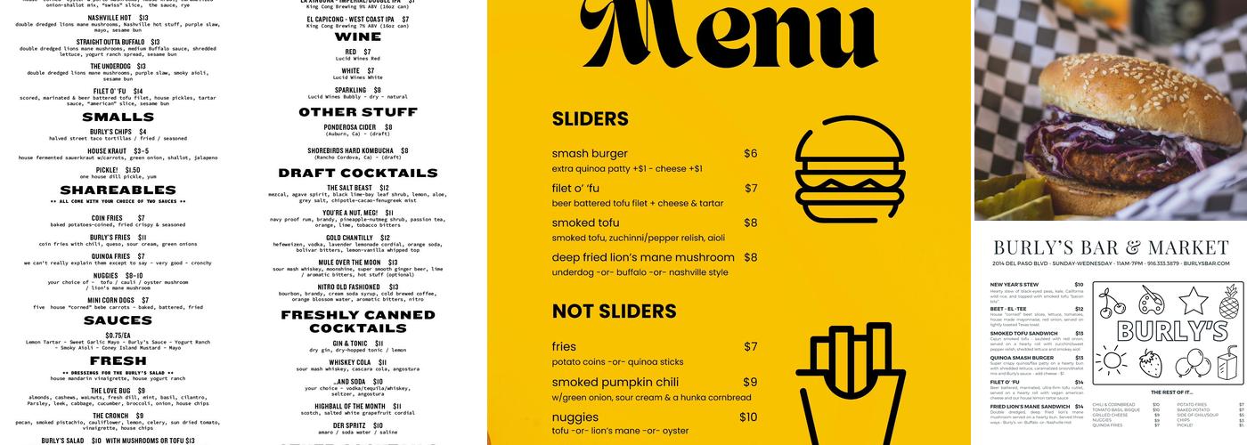 Burly's Bar & Market Menu